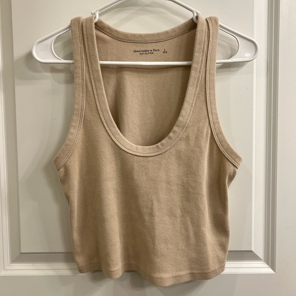 Abercrombie & Fitch Beige Ribbed Tank Top | Size Large